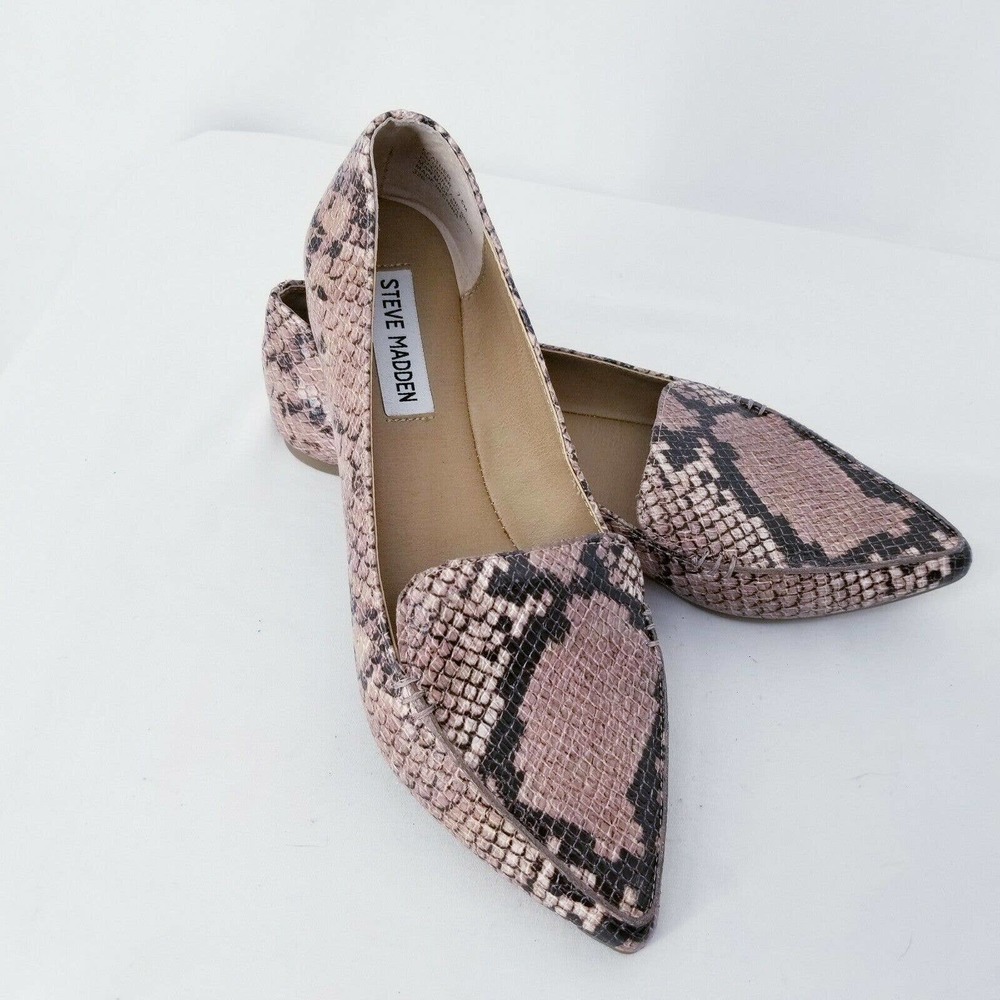 New Steve Madden Feather Flats Snakeskin Sz 7.5